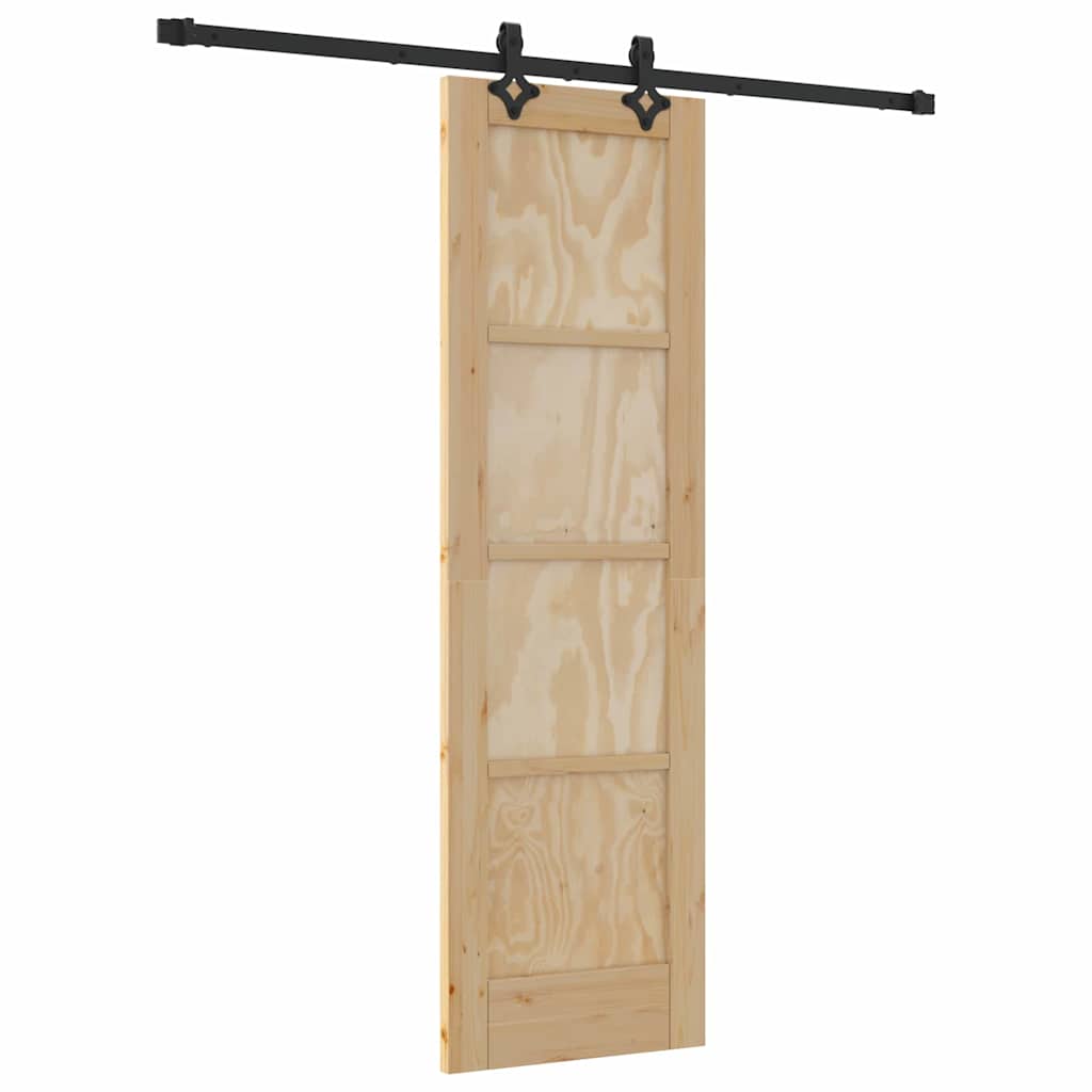 Schiebetür Manuell Natur und Schwarz 61 x 198.5 cm