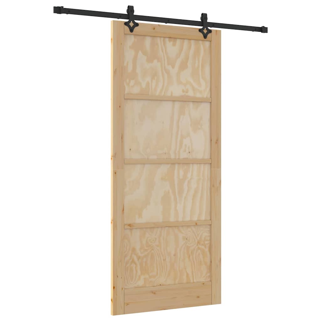 Schiebetür Manuell Natur und Schwarz 93 x 211 cm
