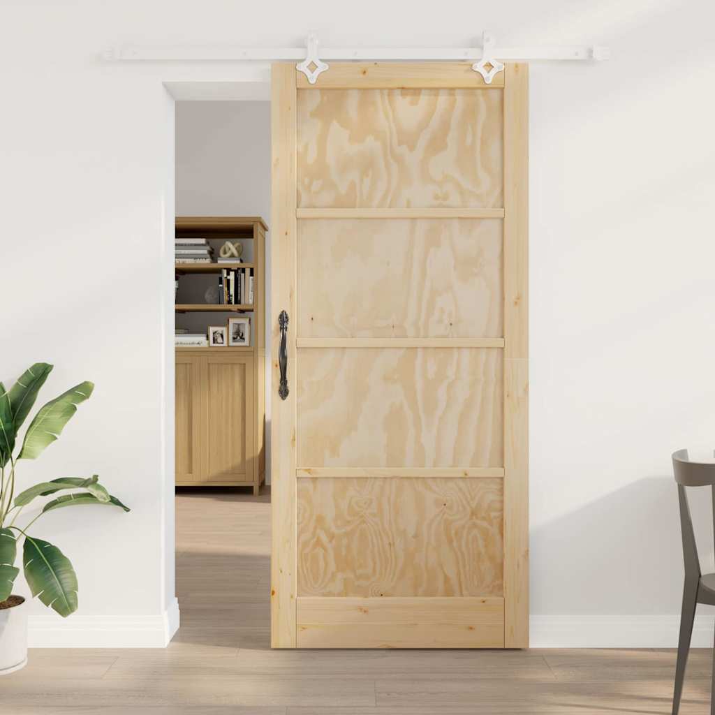 Schiebetür Manuell Natur und Weiß 93 x 211 cm