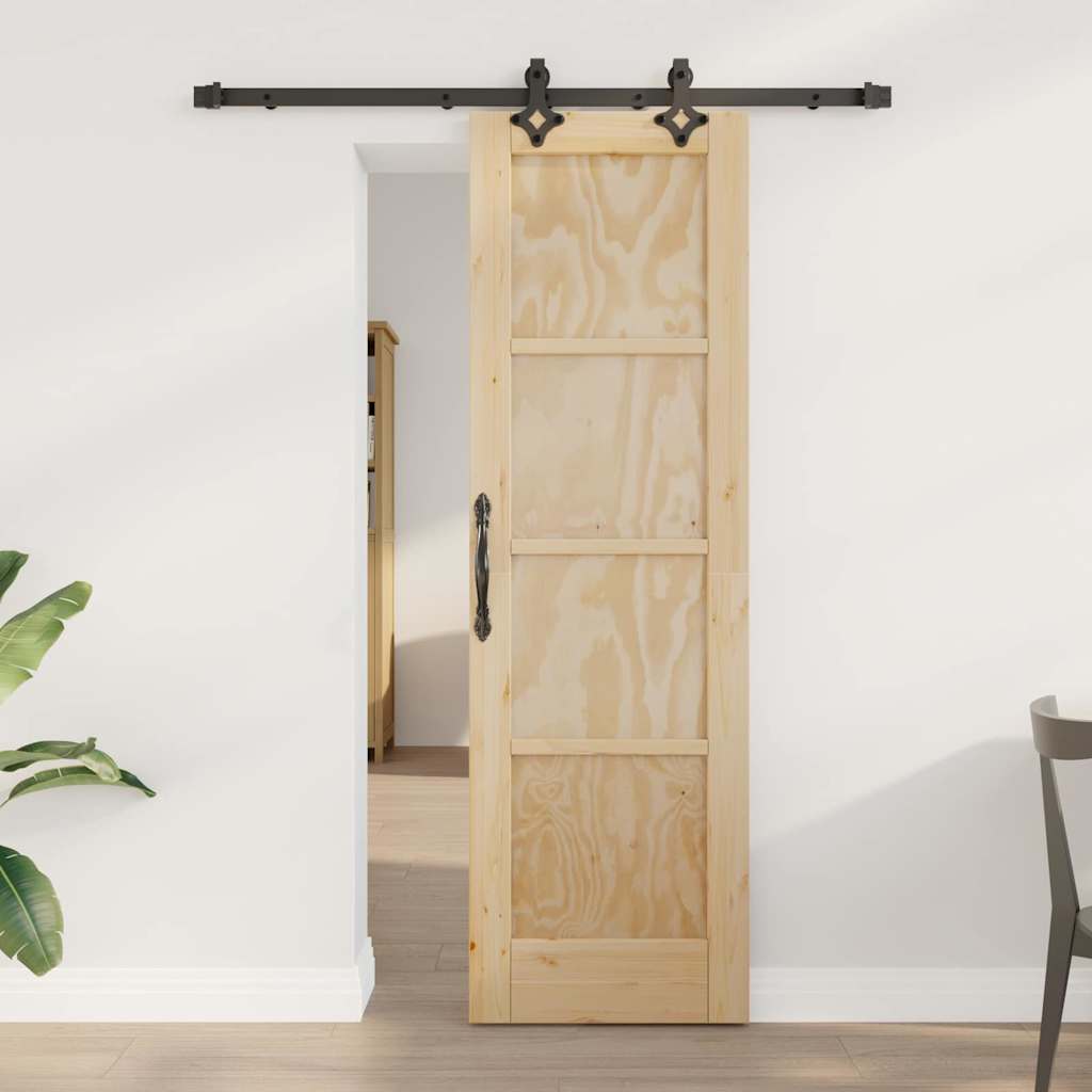 Schiebetür-Set Manuell Natur und Schwarz 61 x 198.5 cm