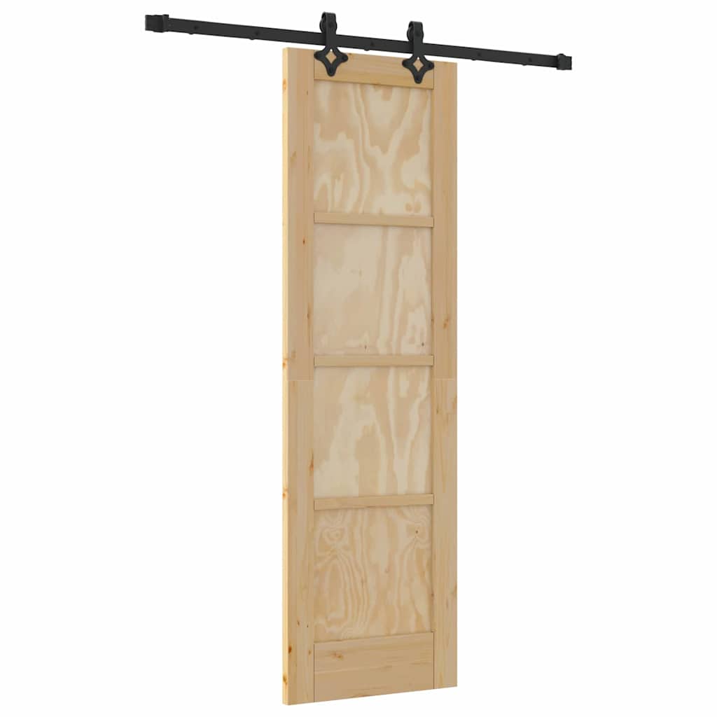 Schiebetür-Set Manuell Natur und Schwarz 61 x 198.5 cm