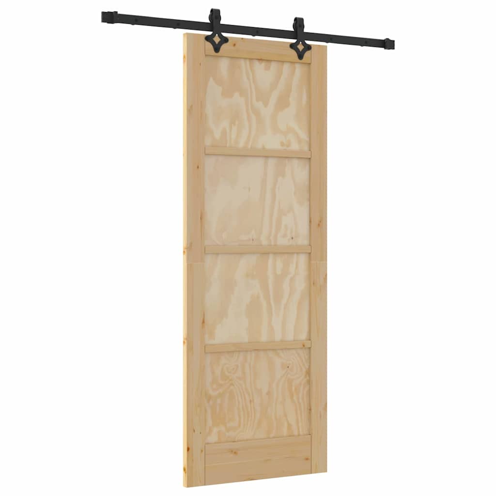 Schiebetür-Set Manuell Natur und Schwarz 73,5 x 198,5 cm