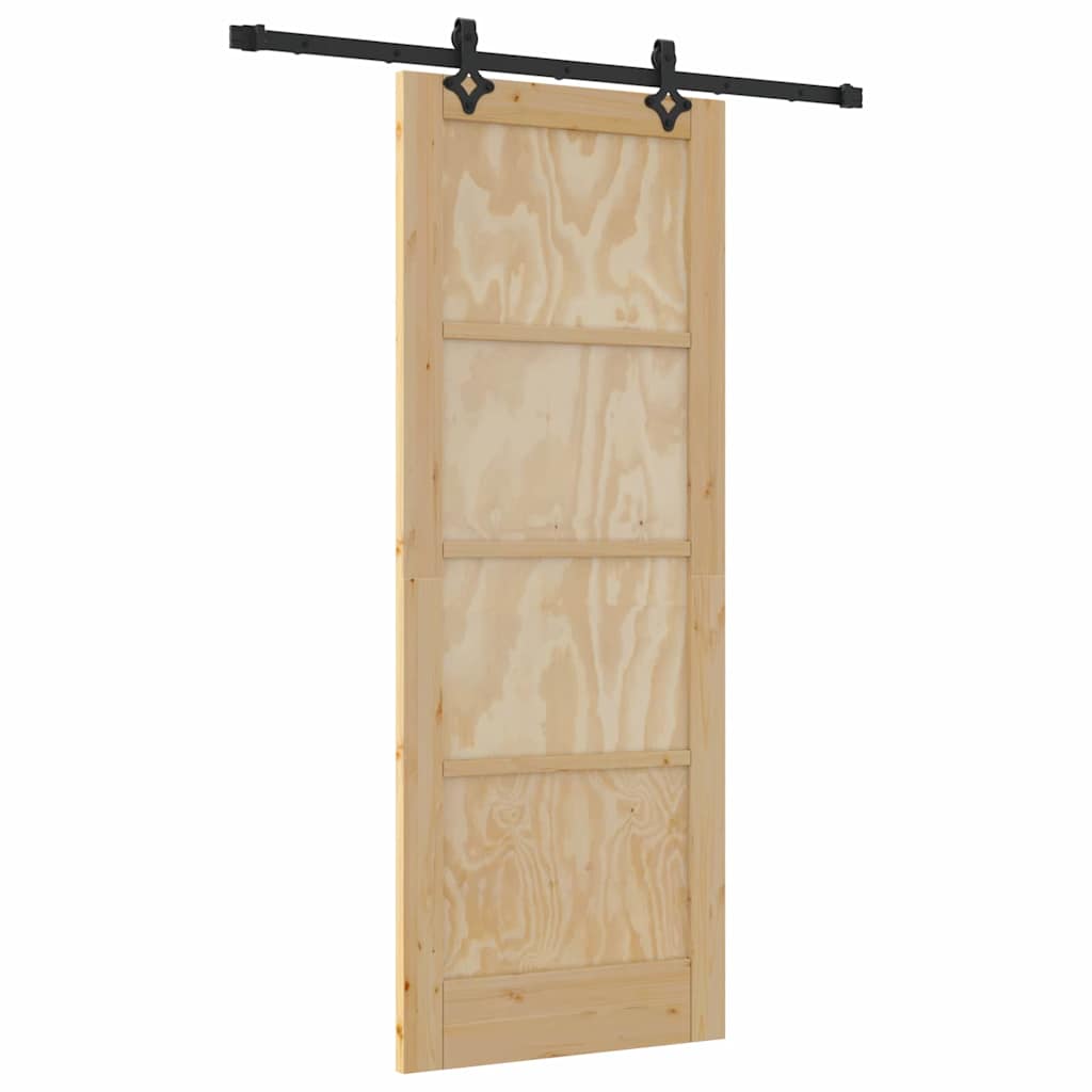 Schiebetür-Set Manuell Natur und Schwarz 78 x 202 cm