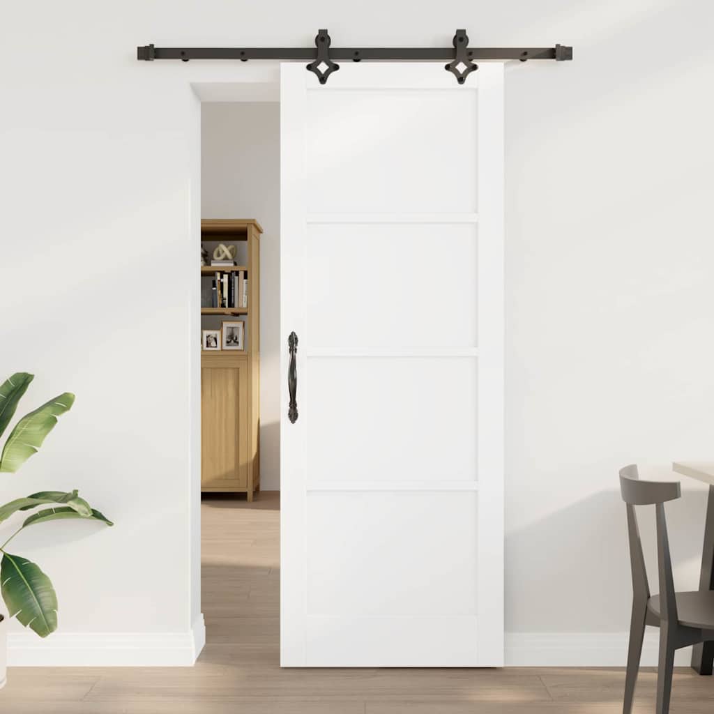 Schiebetür-Set Manuell Weiß und Schwarz 78 x 211 cm