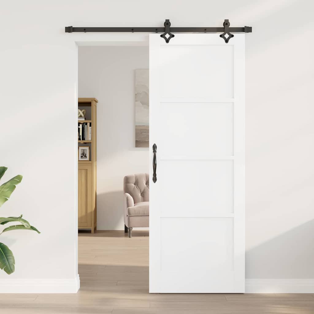 Schiebetür-Set Manuell Weiß und Schwarz 78 x 211 cm