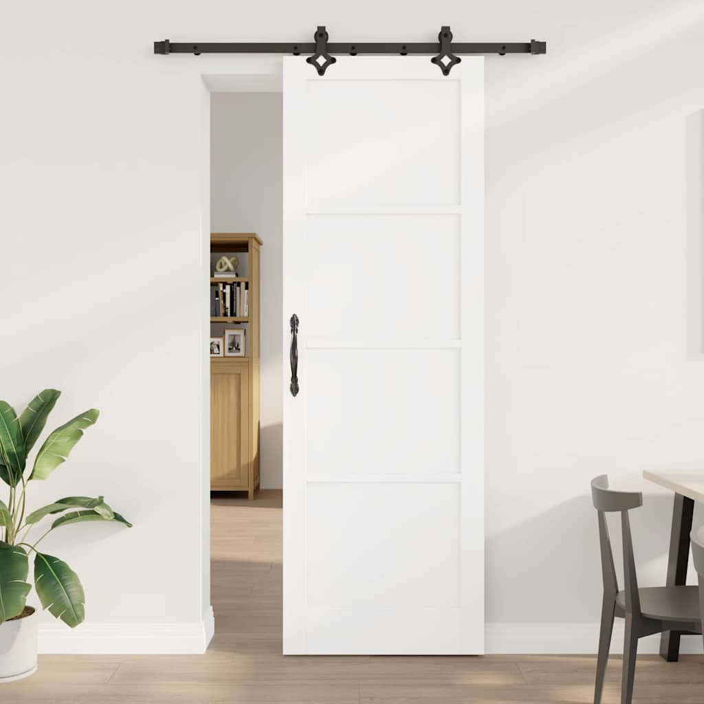 Schiebetür-Set Manuell Weiß und Schwarz 78 x 232 cm