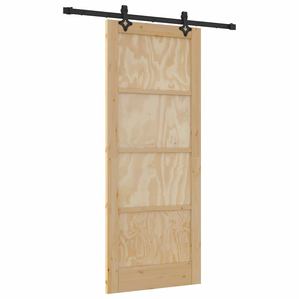 Schiebetür-Set Manuell Natur und Schwarz 83 x 202 cm