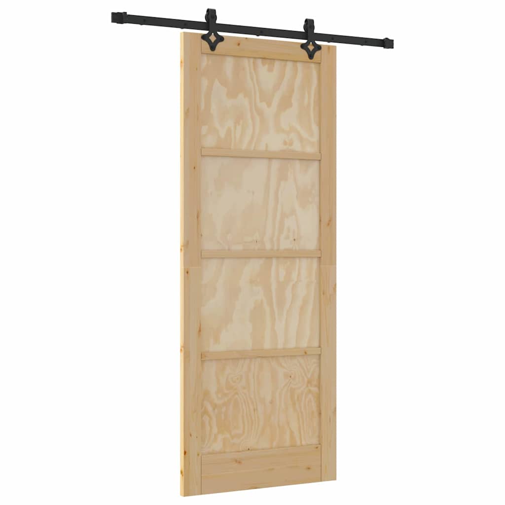 Schiebetür-Set Manuell Natur und Schwarz 83 x 211 cm