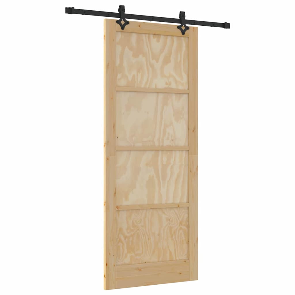 Schiebetür-Set Manuell Natur und Schwarz 86 x 211 cm