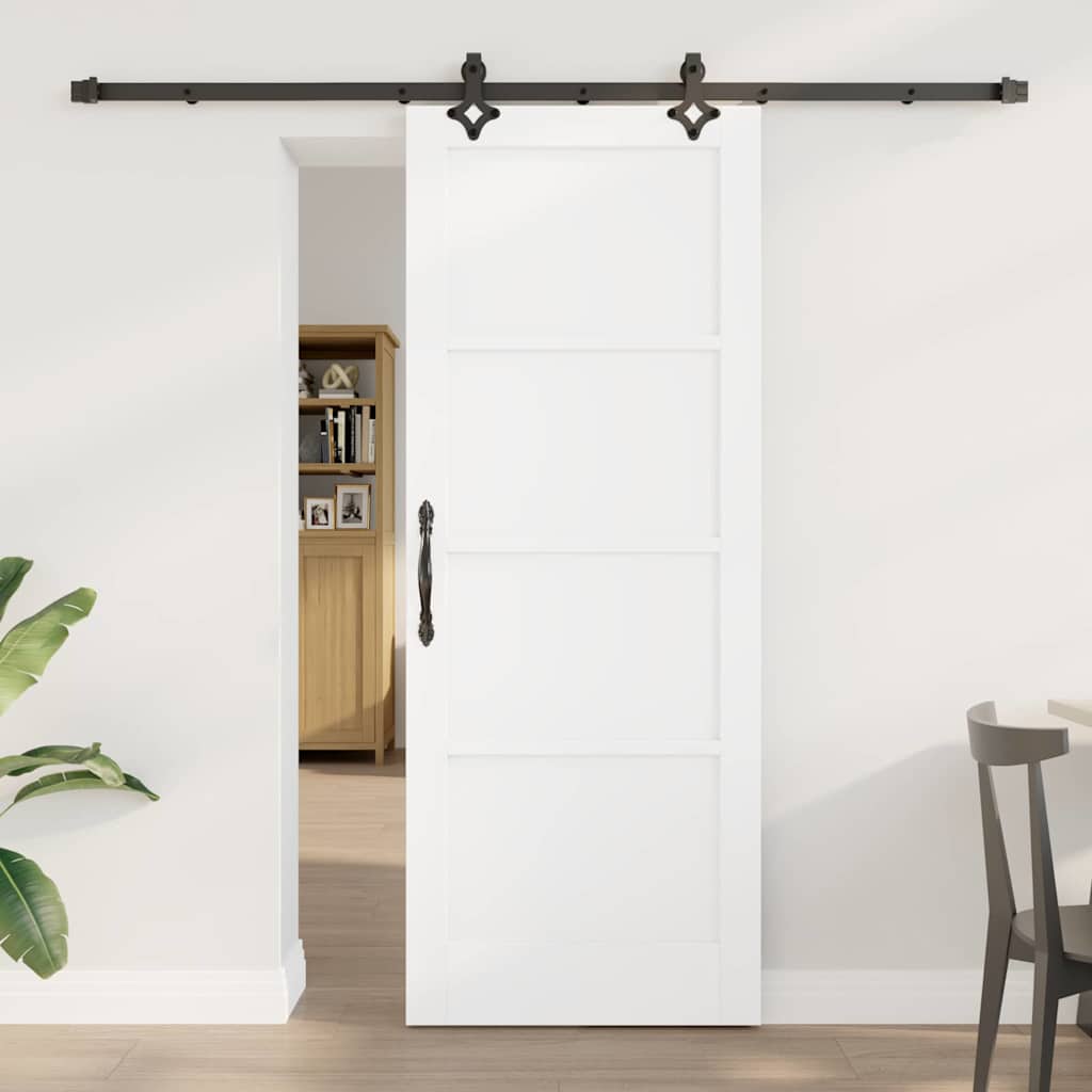 Schiebetür-Set Manuell Weiß und Schwarz 78 x 202 cm