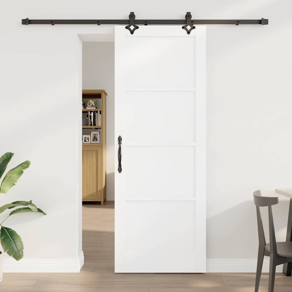 Schiebetür-Set Manuell Weiß und Schwarz 78 x 211 cm