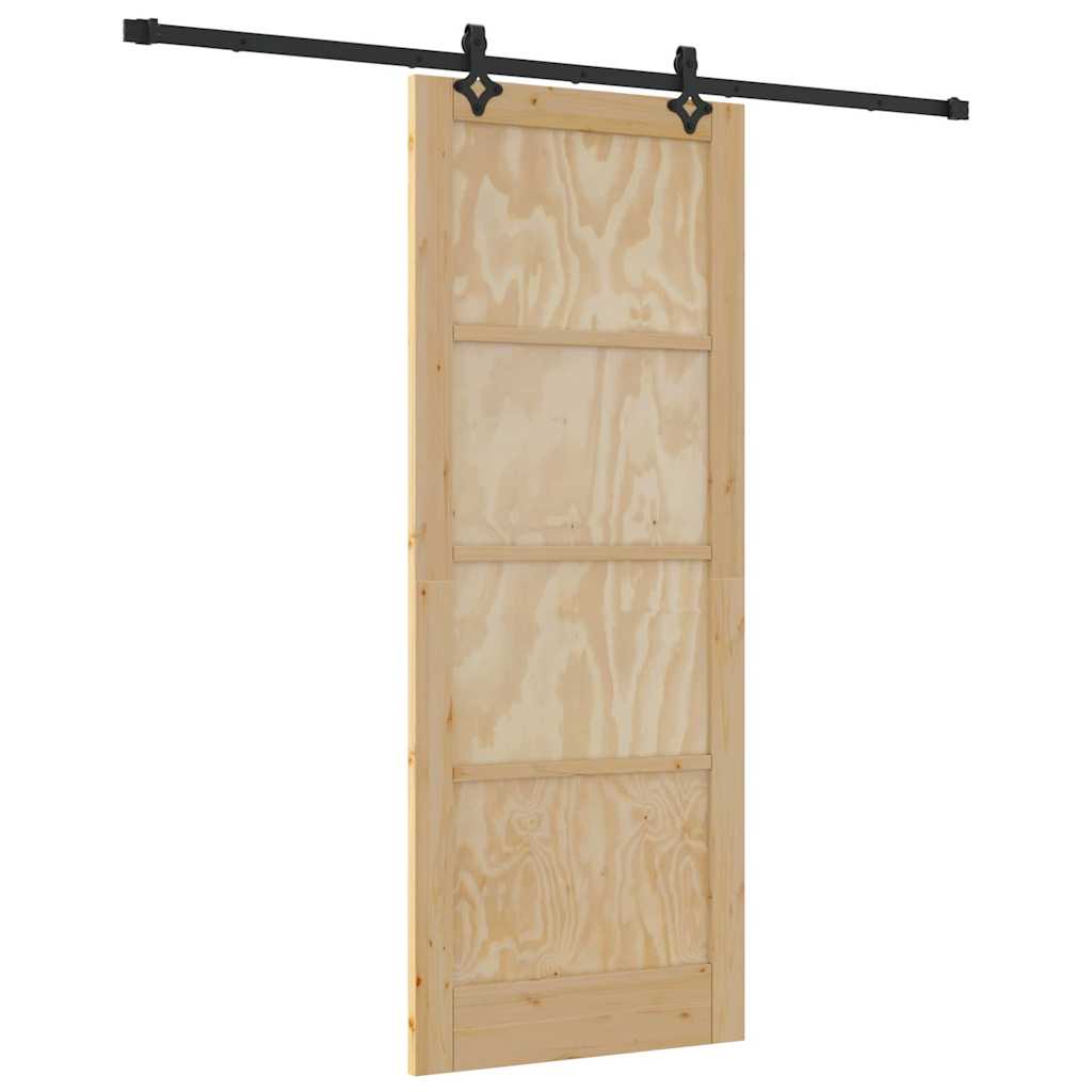 Schiebetür-Set Manuell Natur und Schwarz 83 x 211 cm
