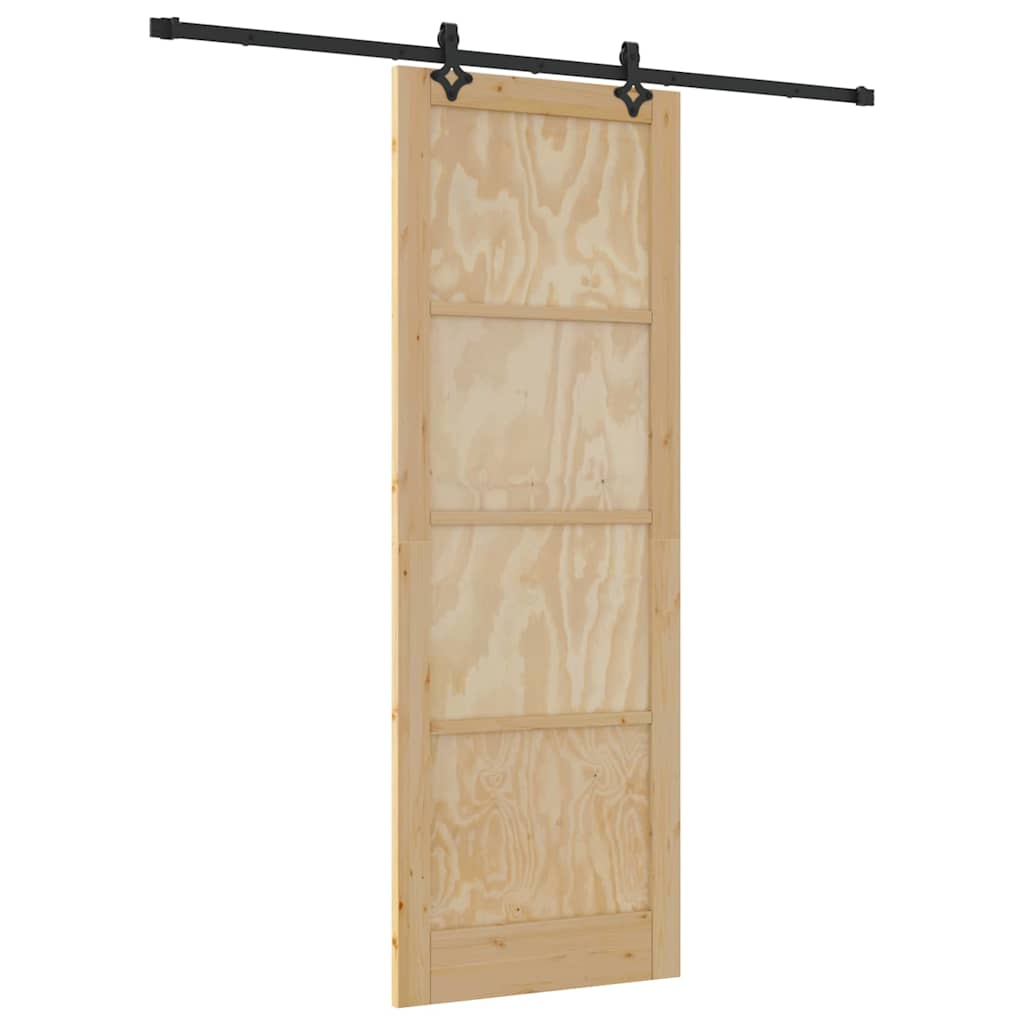 Schiebetür-Set Manuell Natur und Schwarz 83 x 232 cm