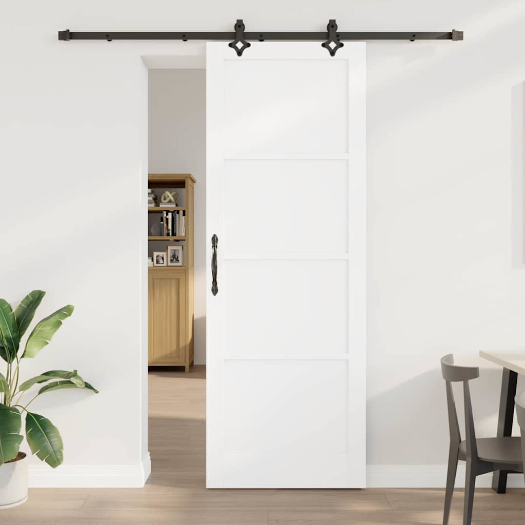 Schiebetür-Set Manuell Weiß und Schwarz 83 x 232 cm