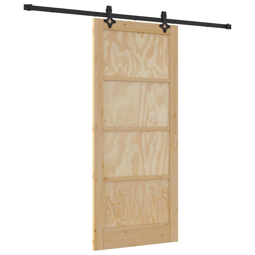 Schiebetür-Set Manuell Natur und Schwarz 86 x 198.5 cm