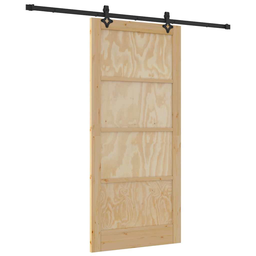 Schiebetür-Set Manuell Natur und Schwarz 93 x 202 cm