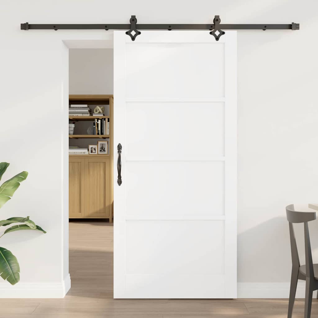 Schiebetür-Set Manuell Weiß und Schwarz 93 x 202 cm
