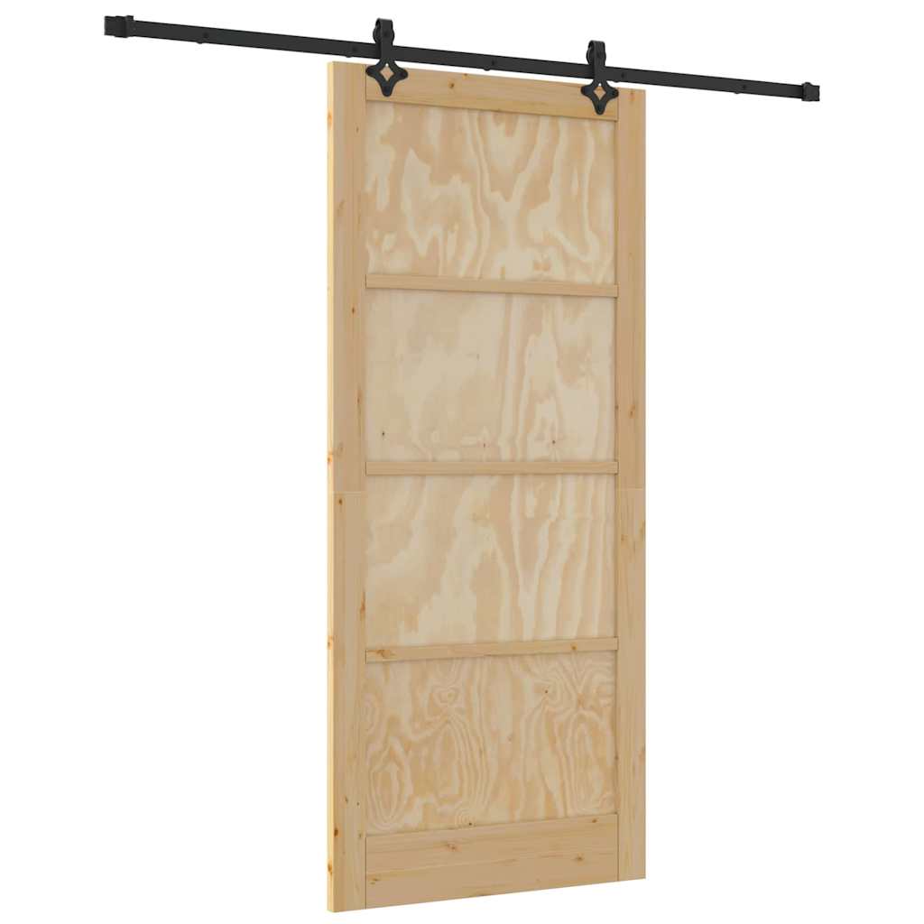 Schiebetür-Set Manuell Natur und Schwarz 93 x 211 cm