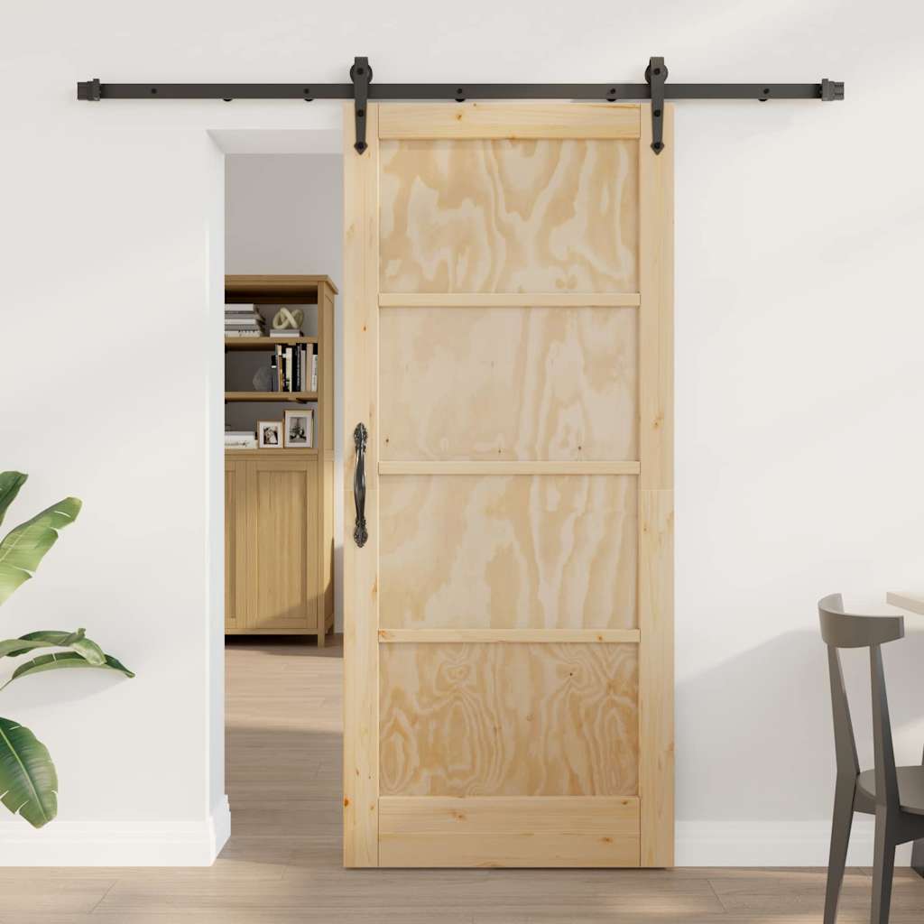 Schiebetür Manuell Natur und Schwarz 78 x 202 cm