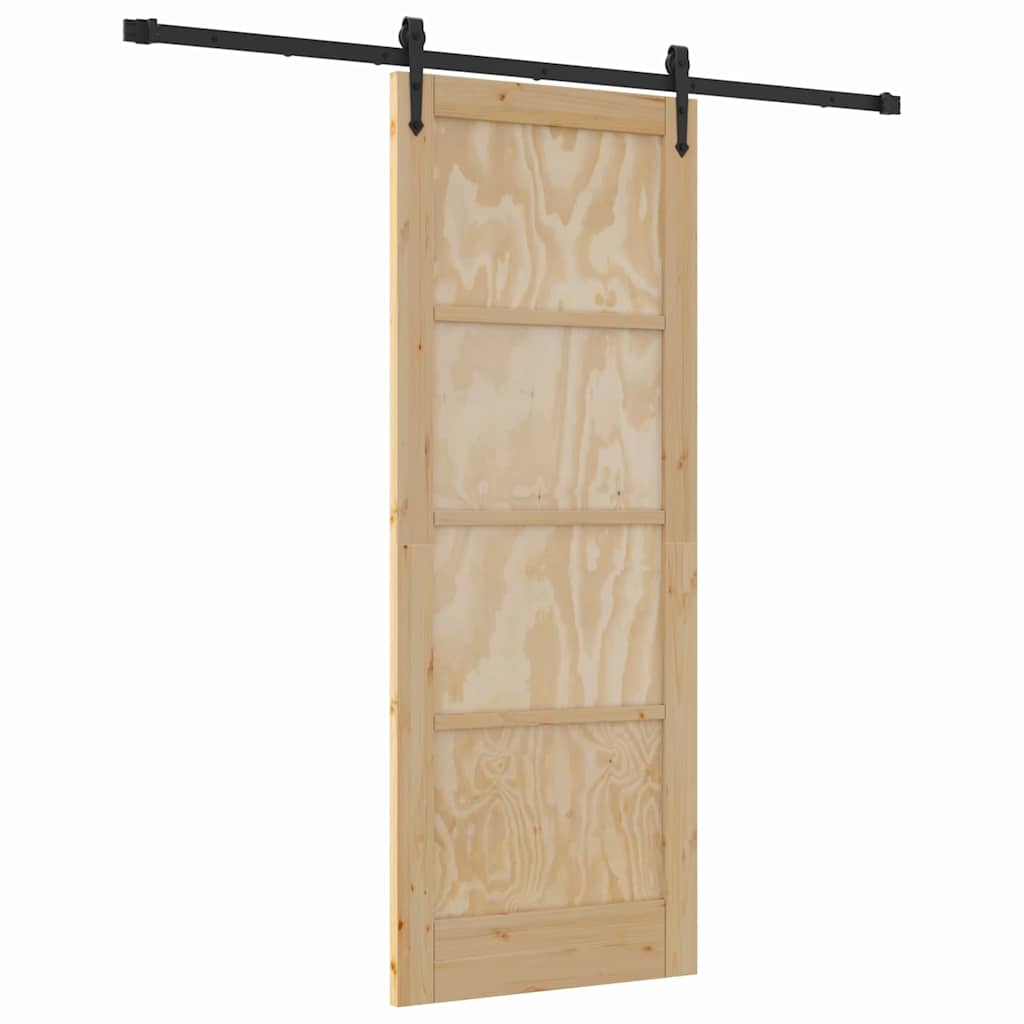 Schiebetür Manuell Natur und Schwarz 78 x 202 cm