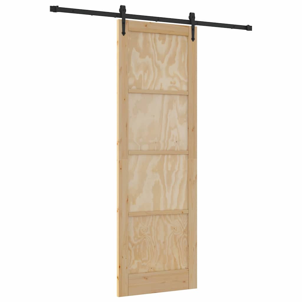Schiebetür Manuell Natur und Schwarz 78 x 232 cm