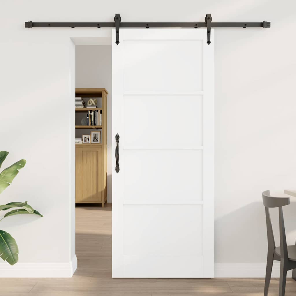 Schiebetür Manuell Weiß und Schwarz 83 x 202 cm