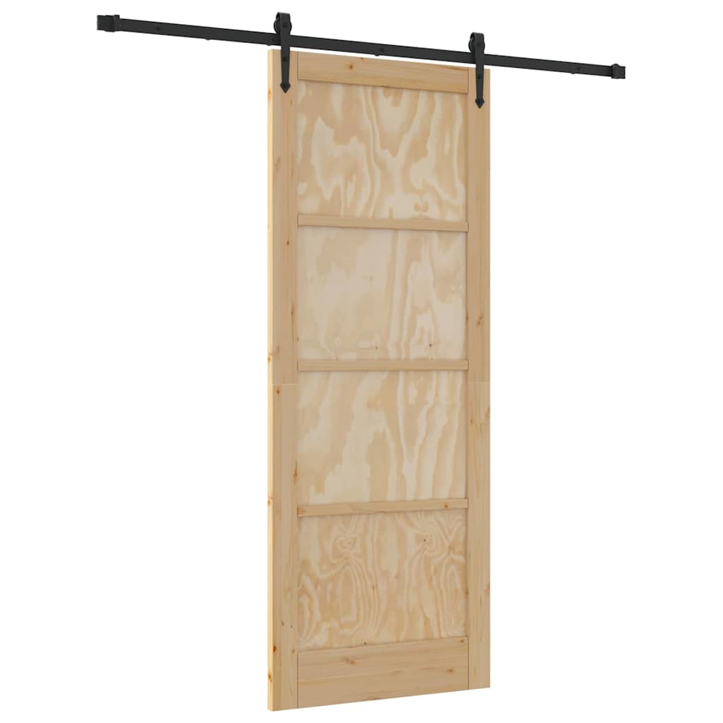 Schiebetür Manuell Natur und Schwarz 83 x 211 cm