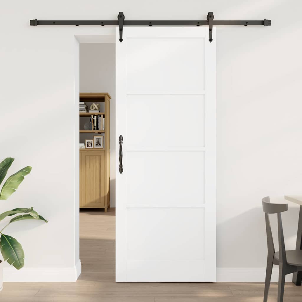 Schiebetür Manuell Weiß und Schwarz 83 x 211 cm