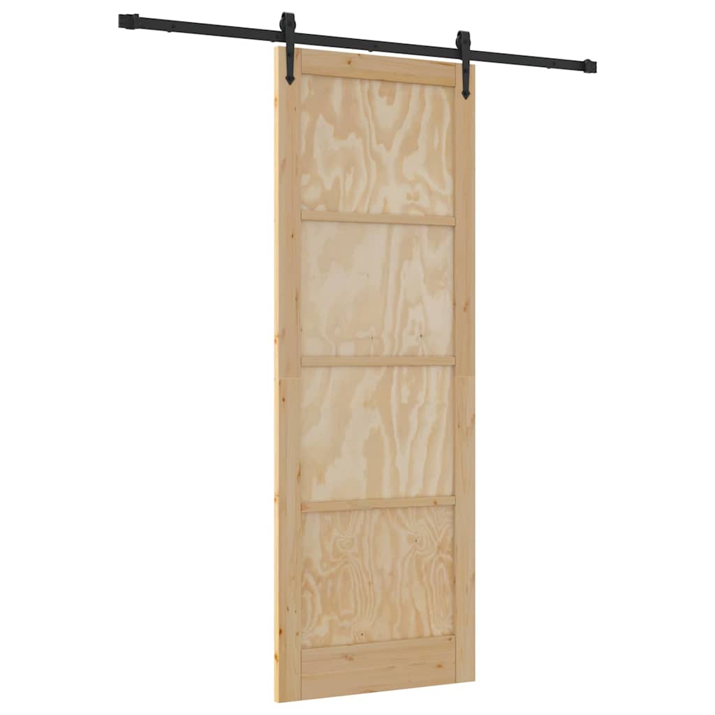 Schiebetür Manuell Natur und Schwarz 83 x 232 cm