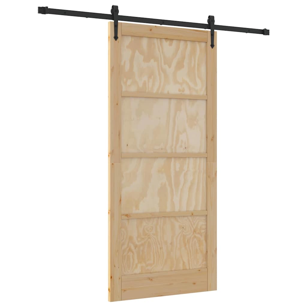 Schiebetür Manuell Natur und Schwarz 93 x 202 cm