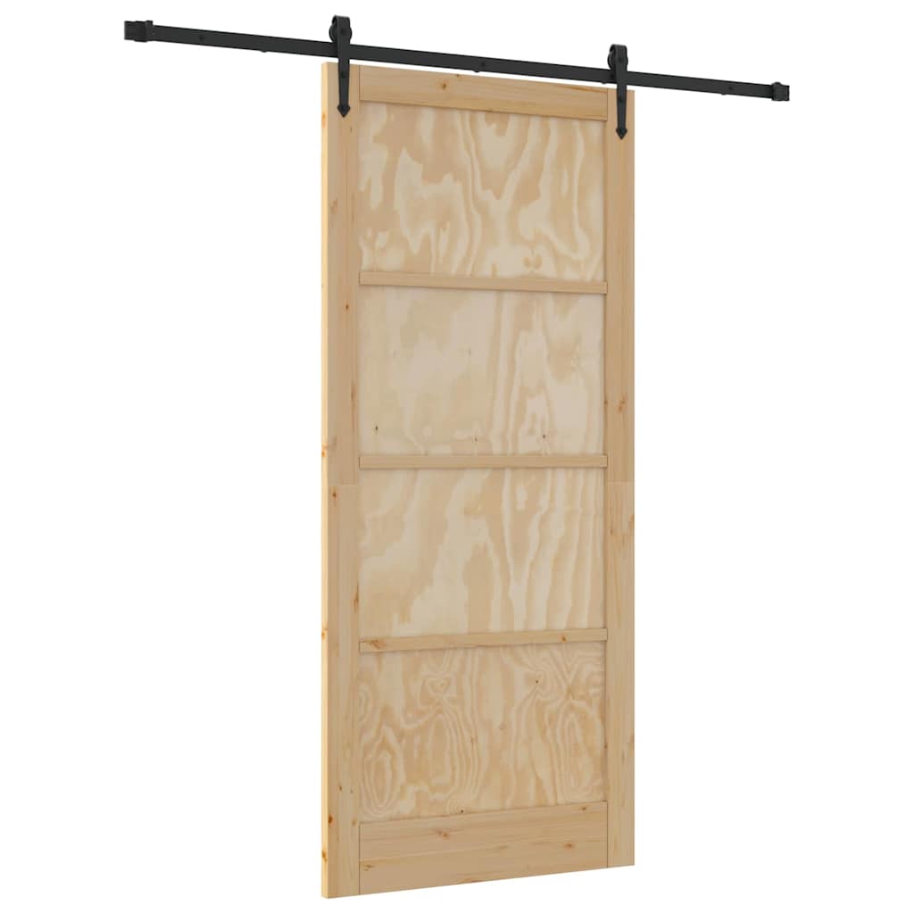 Schiebetür Manuell Natur und Schwarz 93 x 211 cm