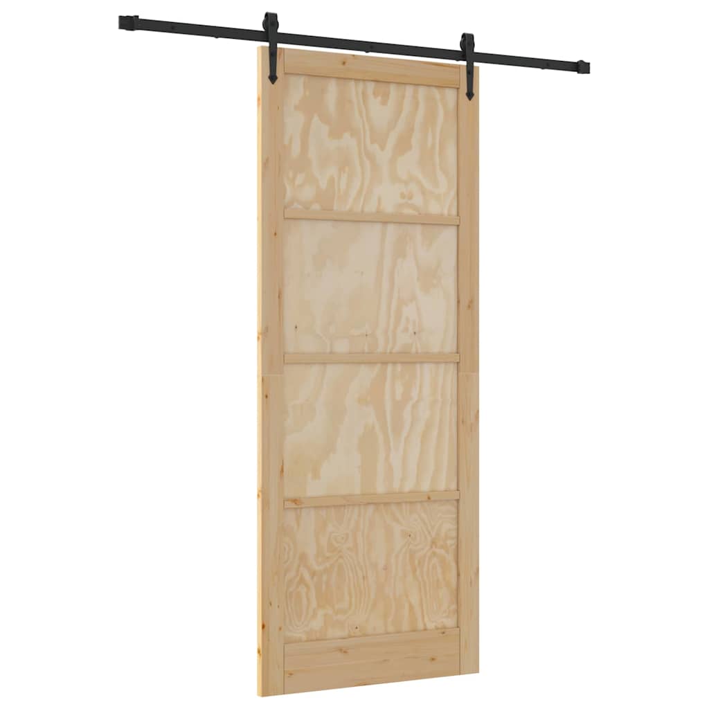 Schiebetür Manuell Natur und Schwarz 93 x 232 cm