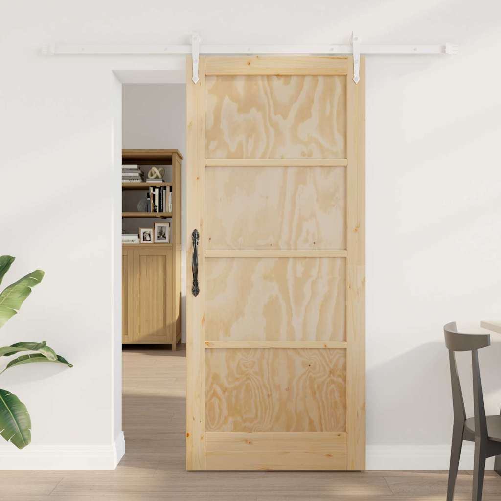 Schiebetür Manuell Natur und Weiß 78 x 202 cm