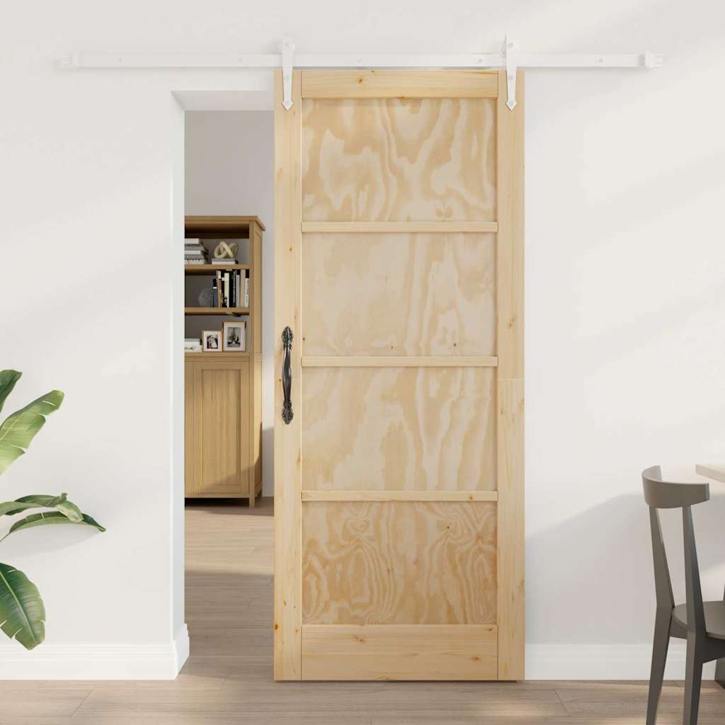 Schiebetür Manuell Natur und Weiß 83 x 202 cm