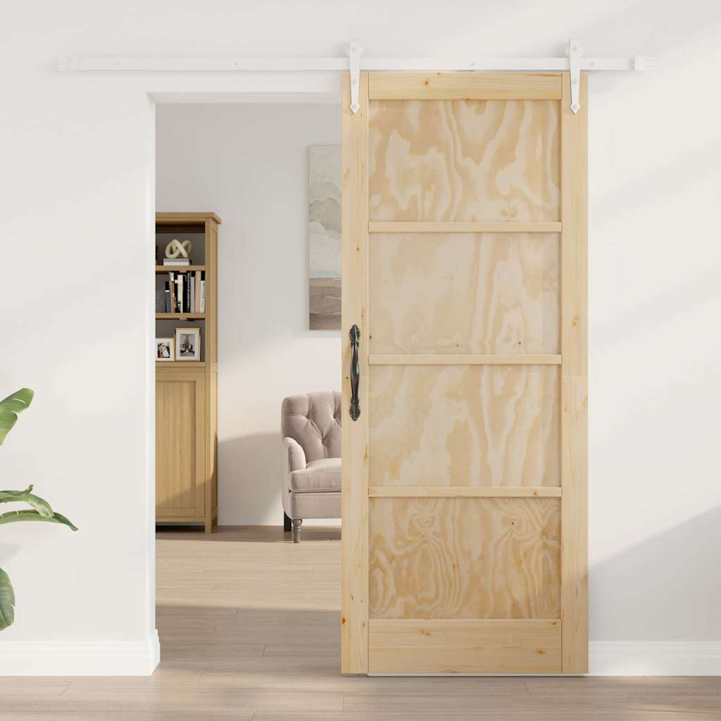 Schiebetür Manuell Natur und Weiß 83 x 202 cm