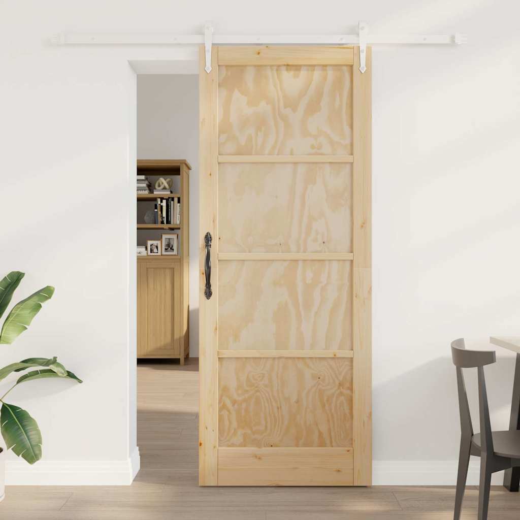 Schiebetür Manuell Natur und Weiß 83 x 211 cm