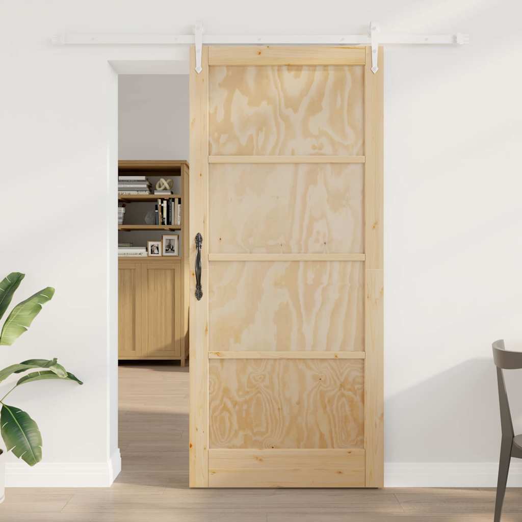 Schiebetür Manuell Natur und Weiß 93 x 211 cm