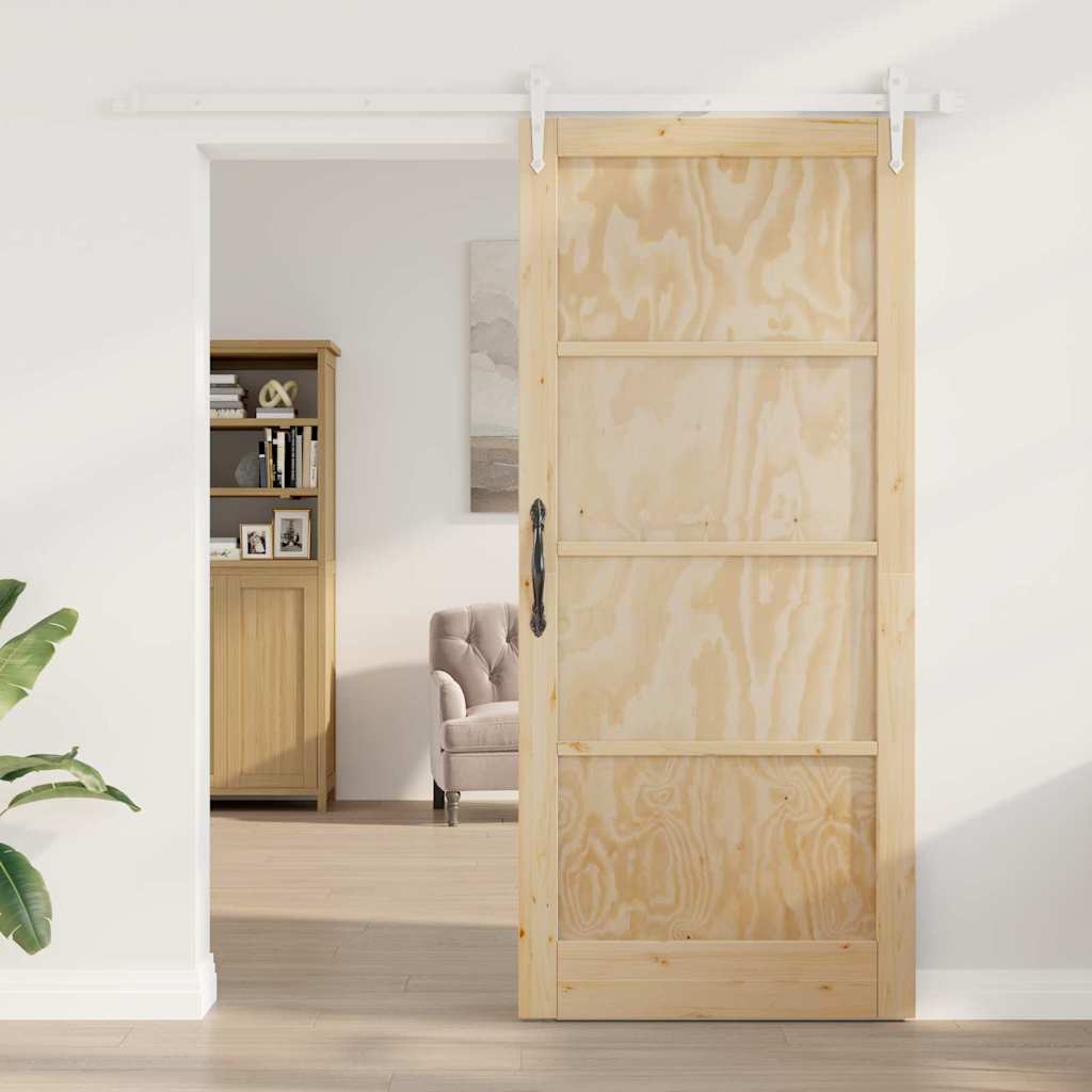 Schiebetür Manuell Natur und Weiß 93 x 211 cm