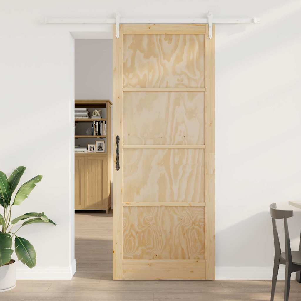 Schiebetür Manuell Natur und Weiß 93 x 232 cm
