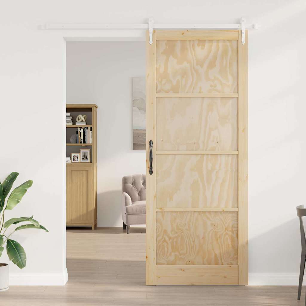 Schiebetür Manuell Natur und Weiß 93 x 232 cm