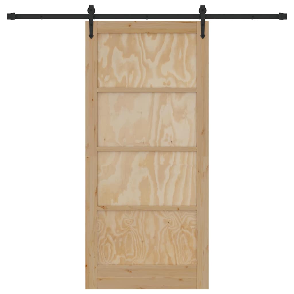 Schiebetür Manuell Braun 93 x 202 cm Massivholz Kiefer