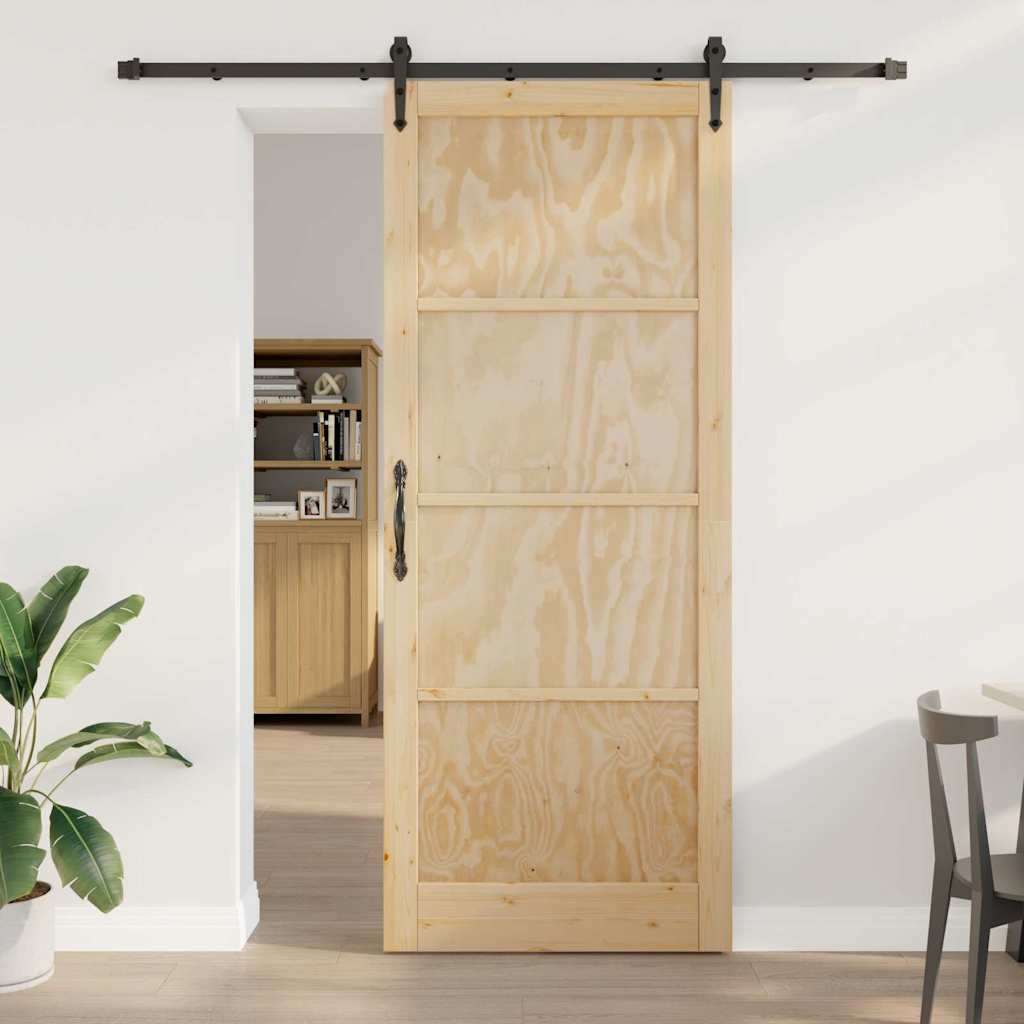 Schiebetür Manuell Braun 93 x 232 cm Massivholz Kiefer
