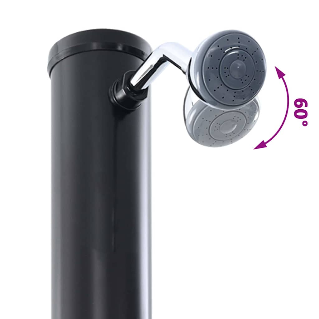 Outdoordusche mit Solar Schwarz 217 cm PVC, Aluminium