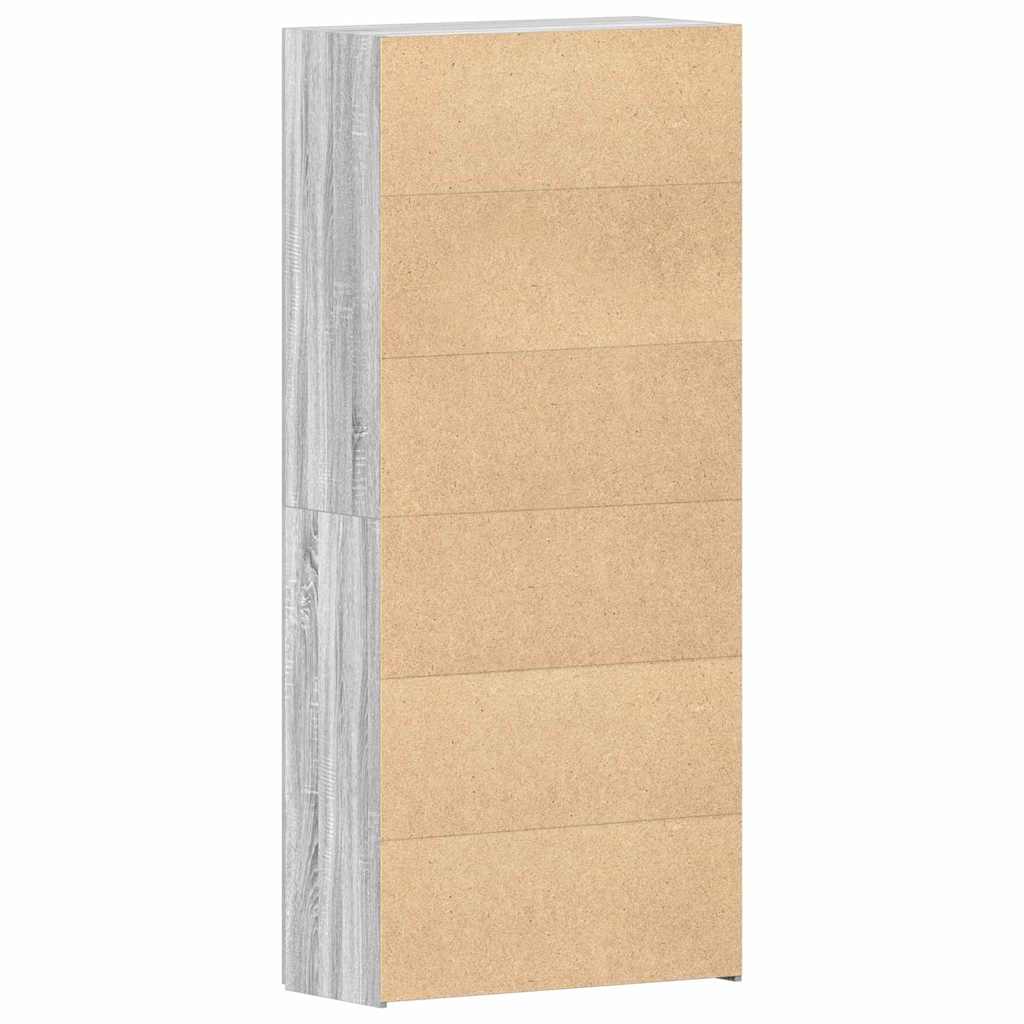 Schuhschrank mit Regal Grau 80 x 35,5 x 180 cm Holzwerkstoff