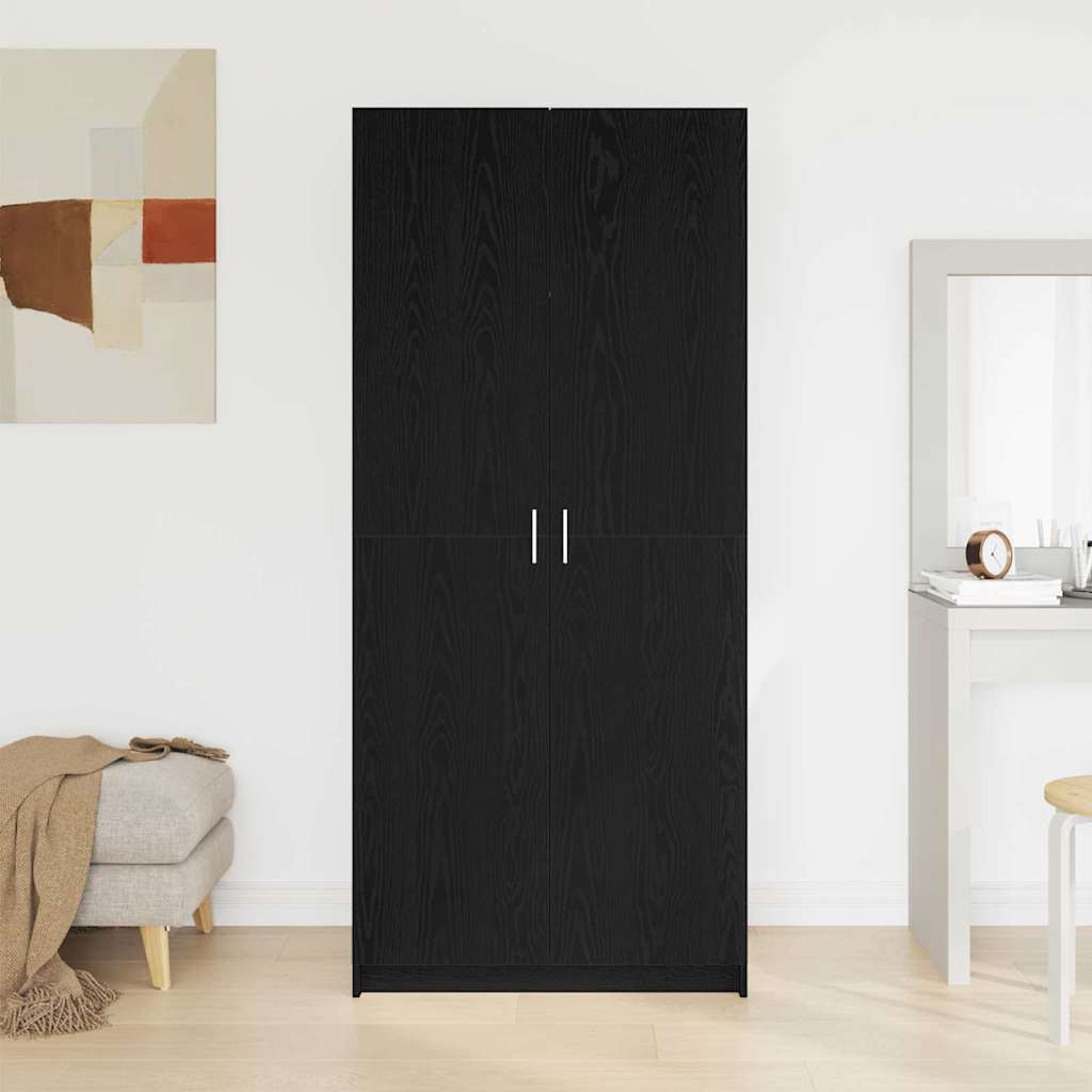 Kleiderschrank mit Tür Schwarz 80 x 51 x 180 cm Holzwerkstoff