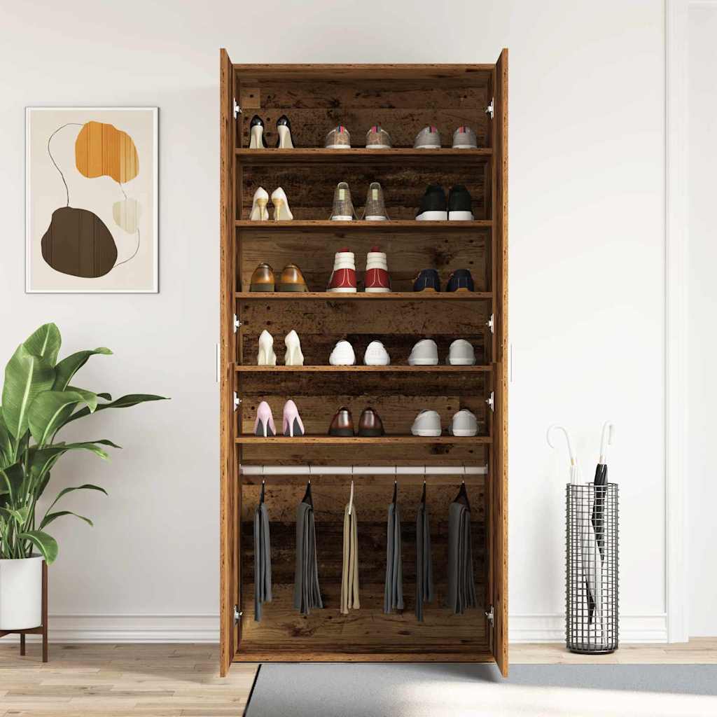 Schuhschrank mit Tür Braun 80 x 39 x 180 cm Holzwerkstoff