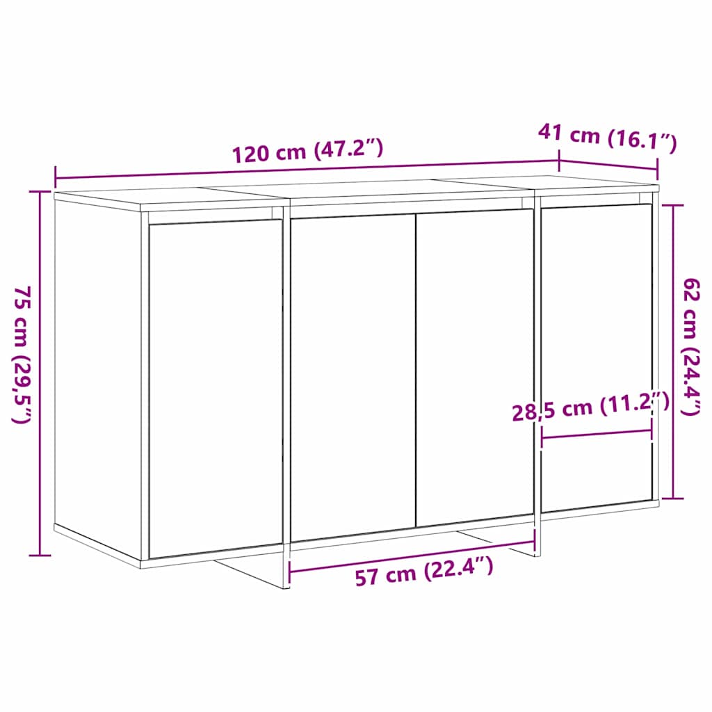 Sideboard Weiß 120 x 41 x 75 cm Holzwerkstoff