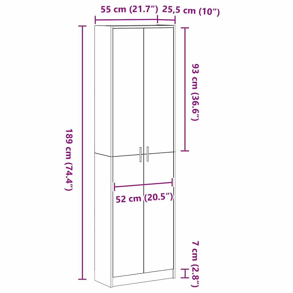 Kleiderschrank mit Regal Altholz 55 x 25 x 189 cm Holzwerkstoff