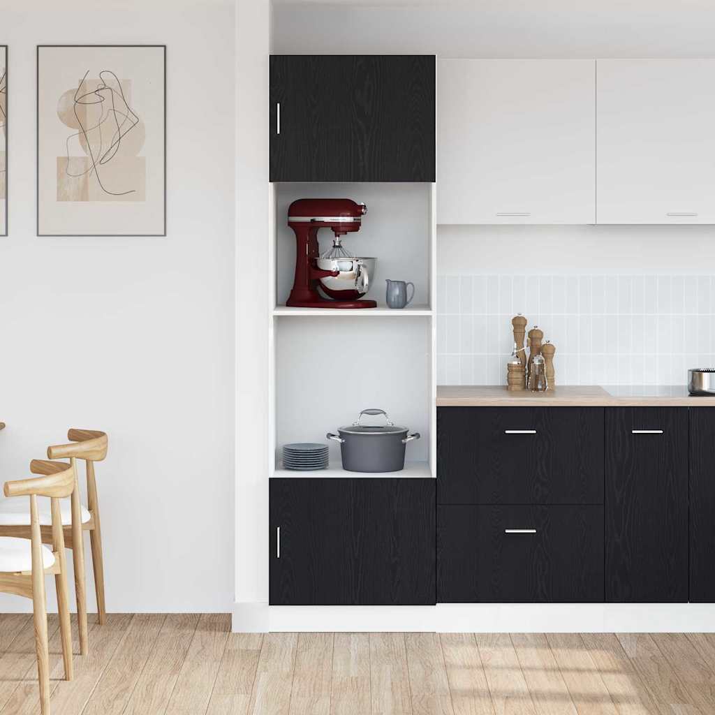 Kitchen cabinet black oak glued wood 60 x 57 x 207 cm