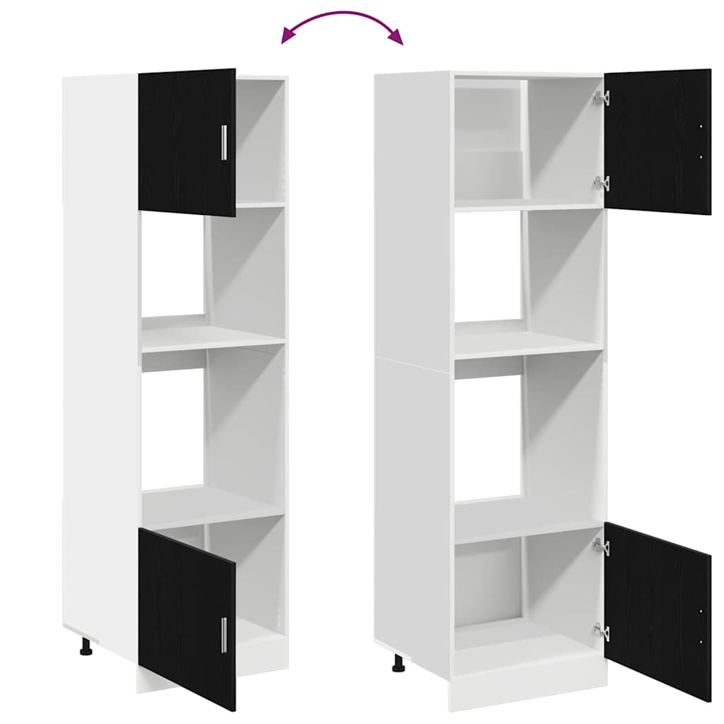 Kitchen cabinet black oak glued wood 60 x 57 x 207 cm